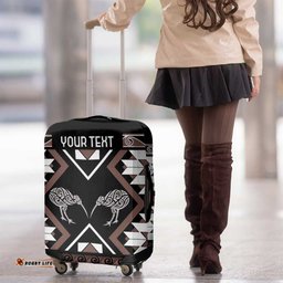 Personalised Taniko Motifs Aotearoa Luggage Cover Waitangi Kowhaiwhai Kiwi - Mocha LT7