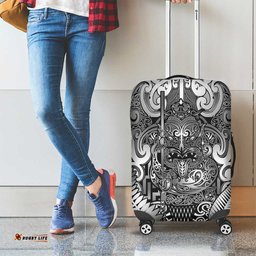 New Zealand Taiaha Maori Luggage Cover Kiwikiwi Minimalist Silver Fern Tukutuku Motif LT9