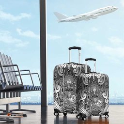 New Zealand Taiaha Maori Luggage Cover Kiwikiwi Minimalist Silver Fern Tukutuku Motif LT9