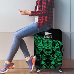 New Zealand Lawn Bowls Luggage Cover Green Maori Warrior Tribal Silver Fern LT9
