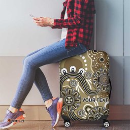 Personalised NAIDOC Week 50 Years Deadly Always Luggage Cover Brown Aboriginal Artwork Dot Painting LT9