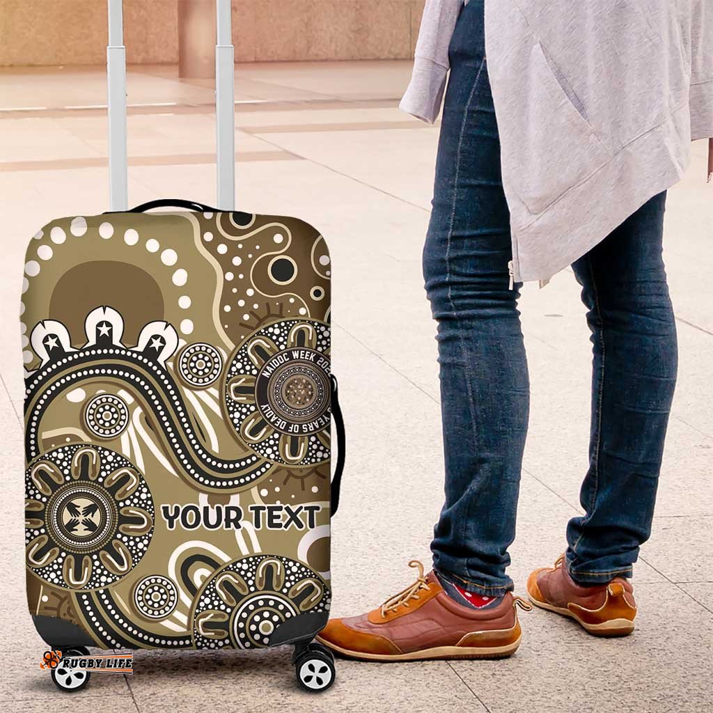 Personalised NAIDOC Week 50 Years Deadly Always Luggage Cover Brown Aboriginal Artwork Dot Painting LT9
