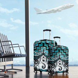 New Zealand Maori Luggage Cover Poutama Pikorua Turquoise Paua Shell LT05