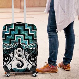 New Zealand Maori Luggage Cover Poutama Pikorua Turquoise Paua Shell LT05