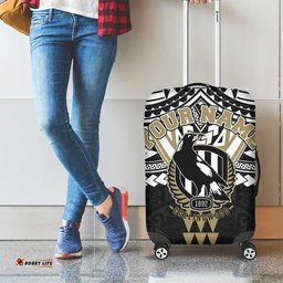 Personalized Collingwood Magpies Luggage Cover Polynesian Tribal Pattern Heritage Football TS04