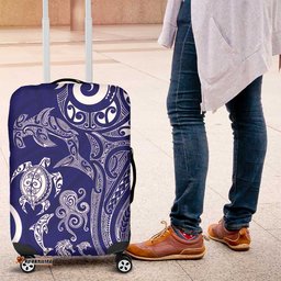 New Zealand Sea Animals with Maori Tribal Tattoo Luggage Cover Blue Color LT03