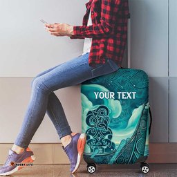 Personalised New Zealand Waitangi Day Luggage Cover Hei Tiki With Maori Waka - Whakarare Pattern LT14