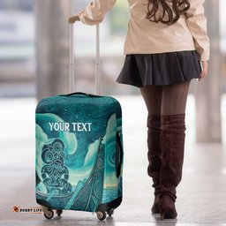 Personalised New Zealand Waitangi Day Luggage Cover Hei Tiki With Maori Waka - Whakarare Pattern LT14