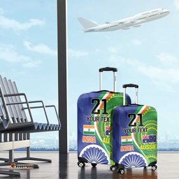 India Vs Australian Cricket Custom Luggage Cover Ashoka Chakra and Aboriginal Together LT9