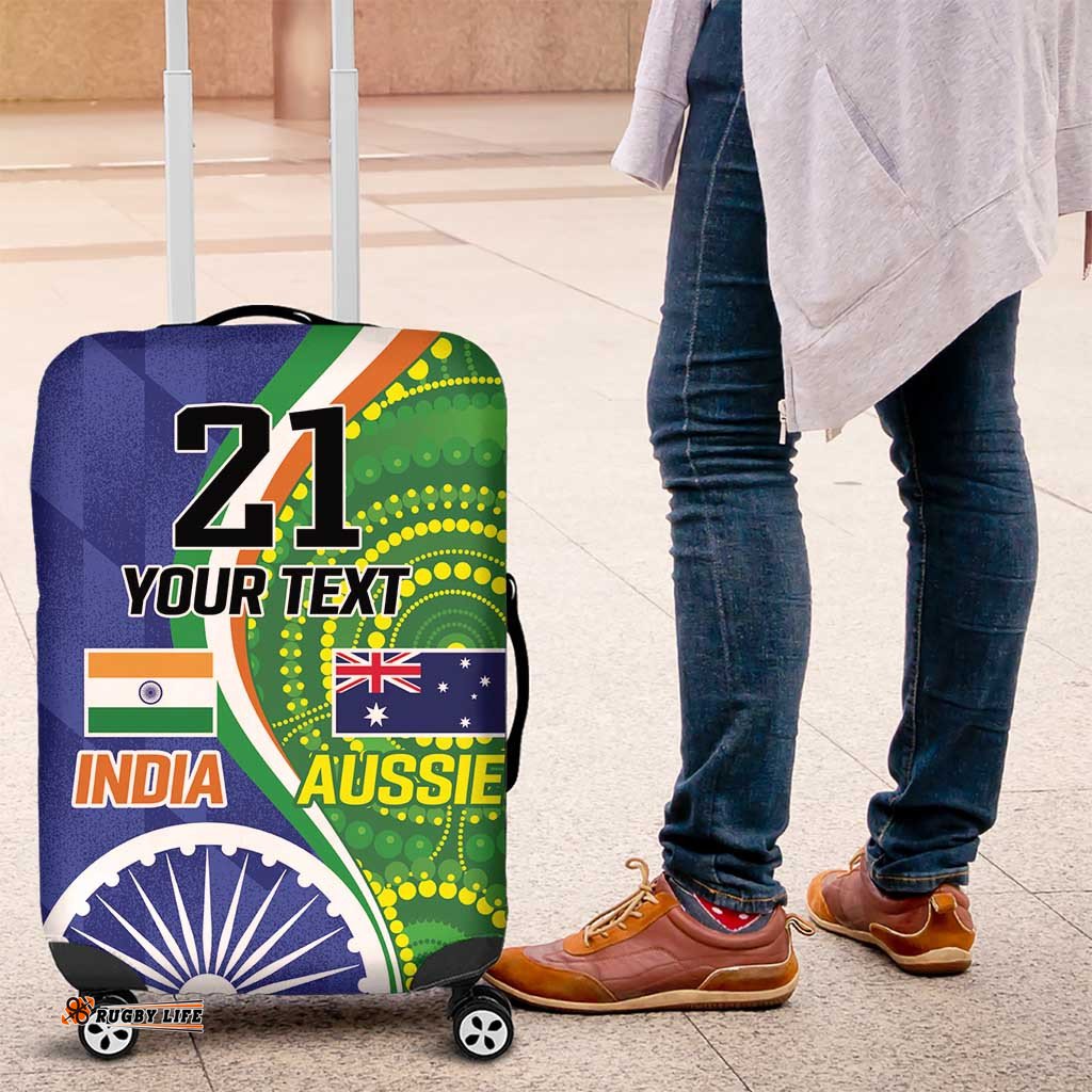 India Vs Australian Cricket Custom Luggage Cover Ashoka Chakra and Aboriginal Together LT9