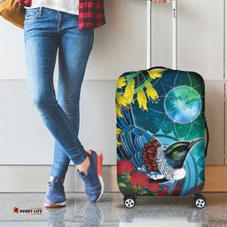 New Zealand Tui Bird Luggage Cover Maori Koru With Pohutukawa Galaxy Style LT05