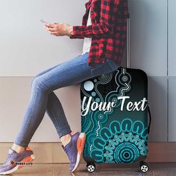 Personalised Ovarian Cancer Awareness Luggage Cover Teal Ribbon Aboriginal Art LT05