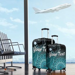 Personalised Ovarian Cancer Awareness Luggage Cover Teal Ribbon Aboriginal Art LT05