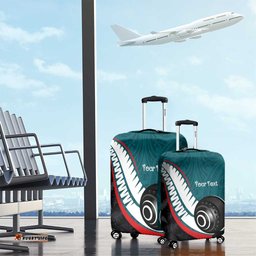 Personalised Aotearoa Lawn Bowls Luggage Cover Maori and Silver Fern Sporty Style Teal Color LT03