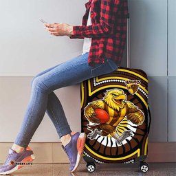Hawthorn Hawks Luggage Cover Indigenous Monochrome Dot Art Mascot Style TS04