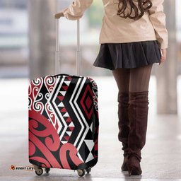New Zealand Luggage Cover Aotearoa Kowhaiwhai Mix Taniko Art - Red LT14