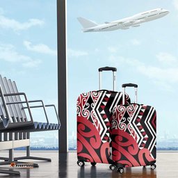 New Zealand Luggage Cover Aotearoa Kowhaiwhai Mix Taniko Art - Red LT14
