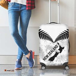 Custom New Zealand Silver Fern Football Luggage Cover Go Aotearoa Grunge White LT14