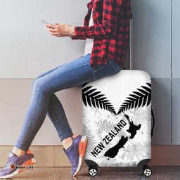Custom New Zealand Silver Fern Football Luggage Cover Go Aotearoa Grunge White LT14