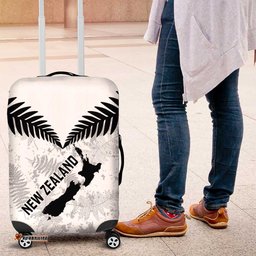 Custom New Zealand Silver Fern Football Luggage Cover Go Aotearoa Grunge White LT14