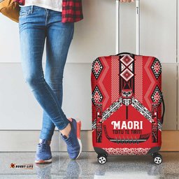 Toitu Te Tiriti Waitangi Luggage Cover Red Wharenui House LT9