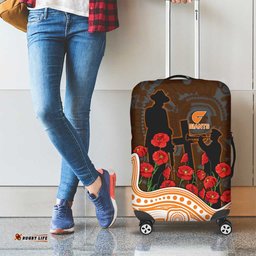 GWS Giants ANZAC Day Luggage Cover Indigenous Dot Art with Poppy Flower Tribute TS04