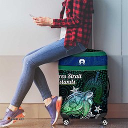 Torres Strait Islands Sea Turtle and Dhari Luggage Cover Oceanic Indigenous Dotwork Tribal Illustration TS04