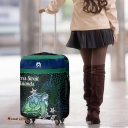 Torres Strait Islands Sea Turtle and Dhari Luggage Cover Oceanic Indigenous Dotwork Tribal Illustration TS04