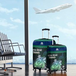 Torres Strait Islands Sea Turtle and Dhari Luggage Cover Oceanic Indigenous Dotwork Tribal Illustration TS04