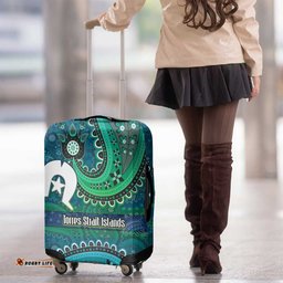 Torres Strait Islands Luggage Cover Dhari Emblem Vibrant Teal Indigenous TS04