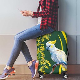 White Cockatoo and Golden Wattle Luggage Cover Australian Native Bird LT9