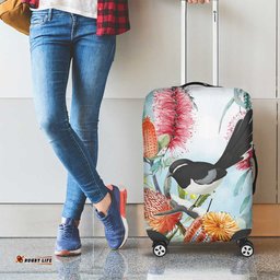Willie wagtail Australia Luggage Cover Banksia Bottlebrushes Watercolor Stylized LT14