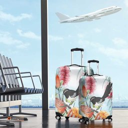Willie wagtail Australia Luggage Cover Banksia Bottlebrushes Watercolor Stylized LT14