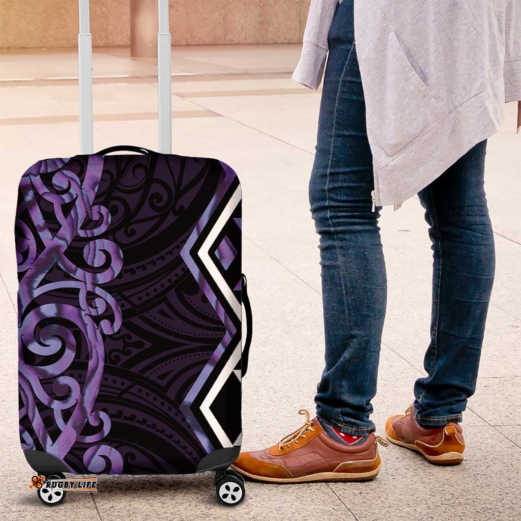 Purple Aotearoa Luggage Cover Taniko Motifs With Paua Shell Kowhaiwhai LT14
