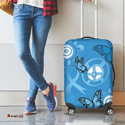World Diabetes Day Australia Luggage Cover Blue Ribbon Butterfly Aboriginal Art LT14