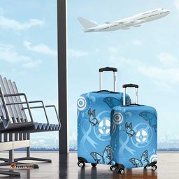 World Diabetes Day Australia Luggage Cover Blue Ribbon Butterfly Aboriginal Art LT14