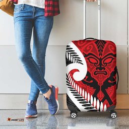 Silver Fern Koru Swirls with Maori Ta Moko Luggage Cover LT9