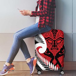 Silver Fern Koru Swirls with Maori Ta Moko Luggage Cover LT9