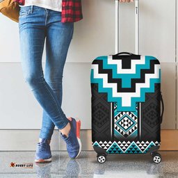 Turquoise Taniko Pattern Aotearoa Luggage Cover Niho Taniwha Mix Poutama LT14