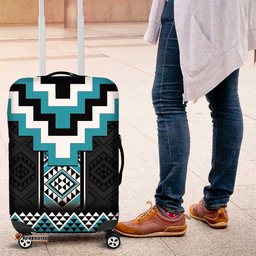 Turquoise Taniko Pattern Aotearoa Luggage Cover Niho Taniwha Mix Poutama LT14