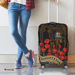 West Coast Eagles ANZAC Day Luggage Cover Indigenous Dot Art with Poppy Flower Tribute TS04