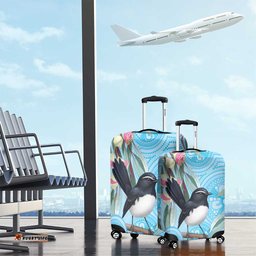 Willie wagtail Australia Luggage Cover Eucalyptus Blossoms Aboriginal Art LT14