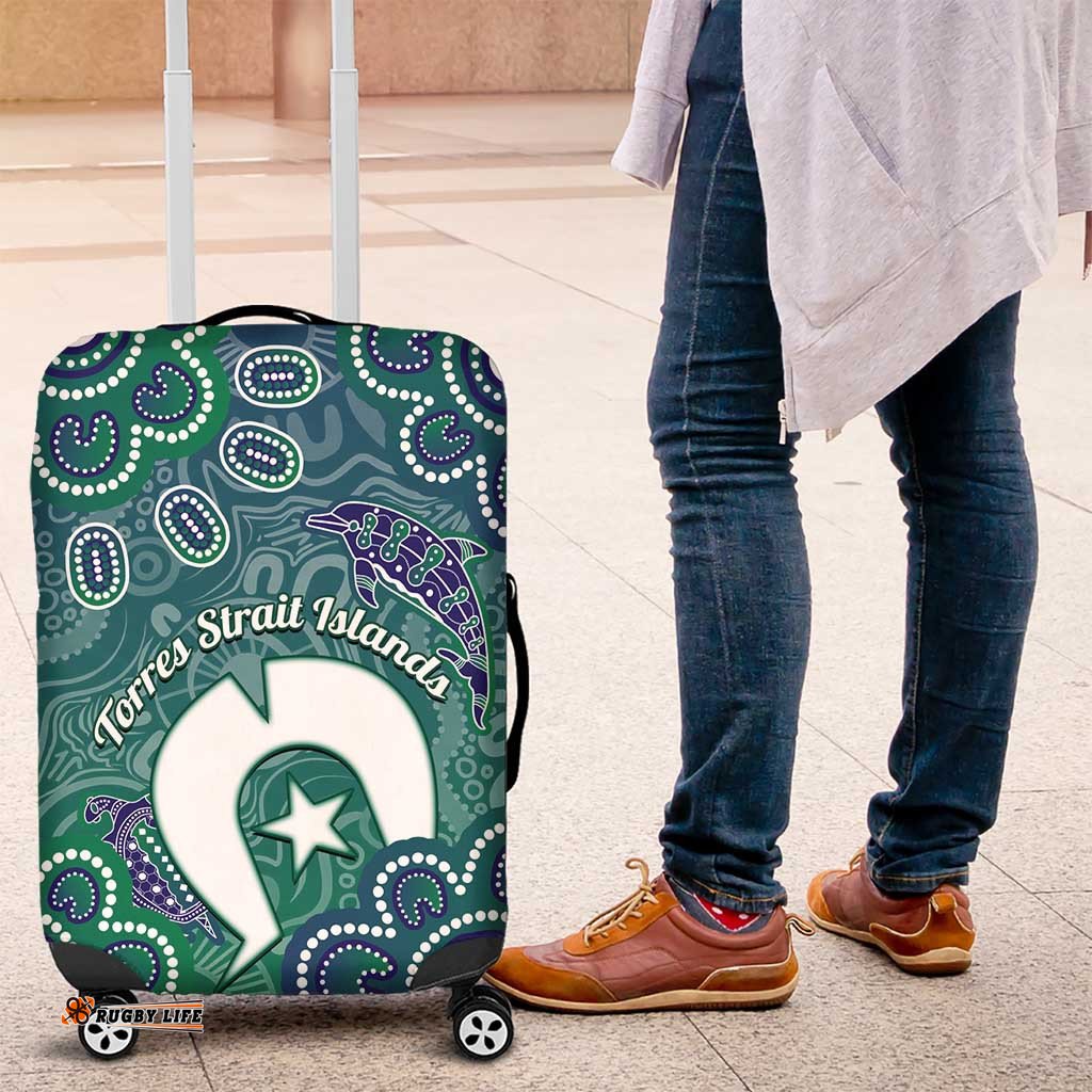 Sea Turtle Torres Strait Islands Luggage Cover Pacific Indigenous Australian Oceanic Dot Art TS04