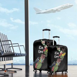 Kia Ora New Zealand Floral Luggage Cover Black LT7