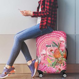 Personalized Pink Galah Aboriginal Dot Art Luggage Cover Australias Breast Cancer Awareness LT9