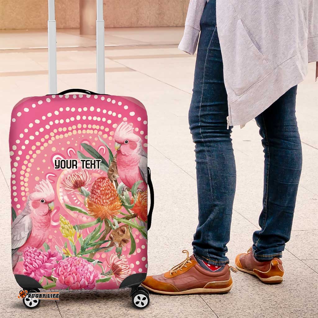 Personalized Pink Galah Aboriginal Dot Art Luggage Cover Australias Breast Cancer Awareness LT9