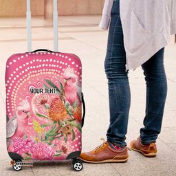 Personalized Pink Galah Aboriginal Dot Art Luggage Cover Australias Breast Cancer Awareness LT9