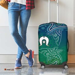 Torres Strait Islands Luggage Cover Shark Indigenous Australian Tribal Dot Art TS04