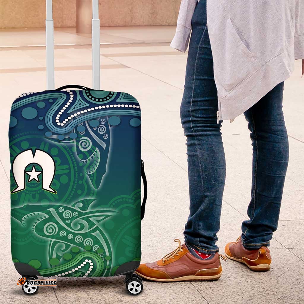 Torres Strait Islands Luggage Cover Shark Indigenous Australian Tribal Dot Art TS04