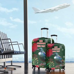 Tui Meri Kirihimete Personalised Luggage Cover Pohutukawa Flowers Green Motif LT9